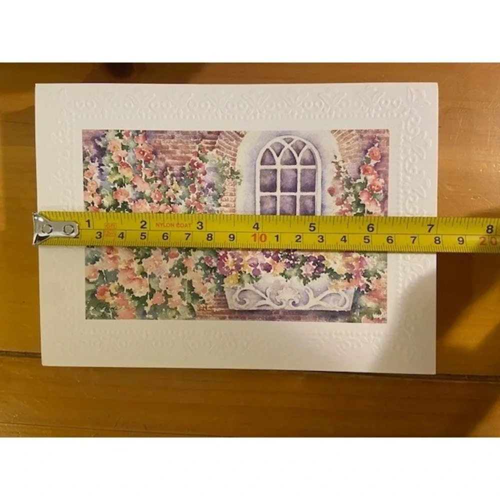 L Gorsic Watercolor Note Cards Set of 25 Garden Designs Embossed Border Blank
